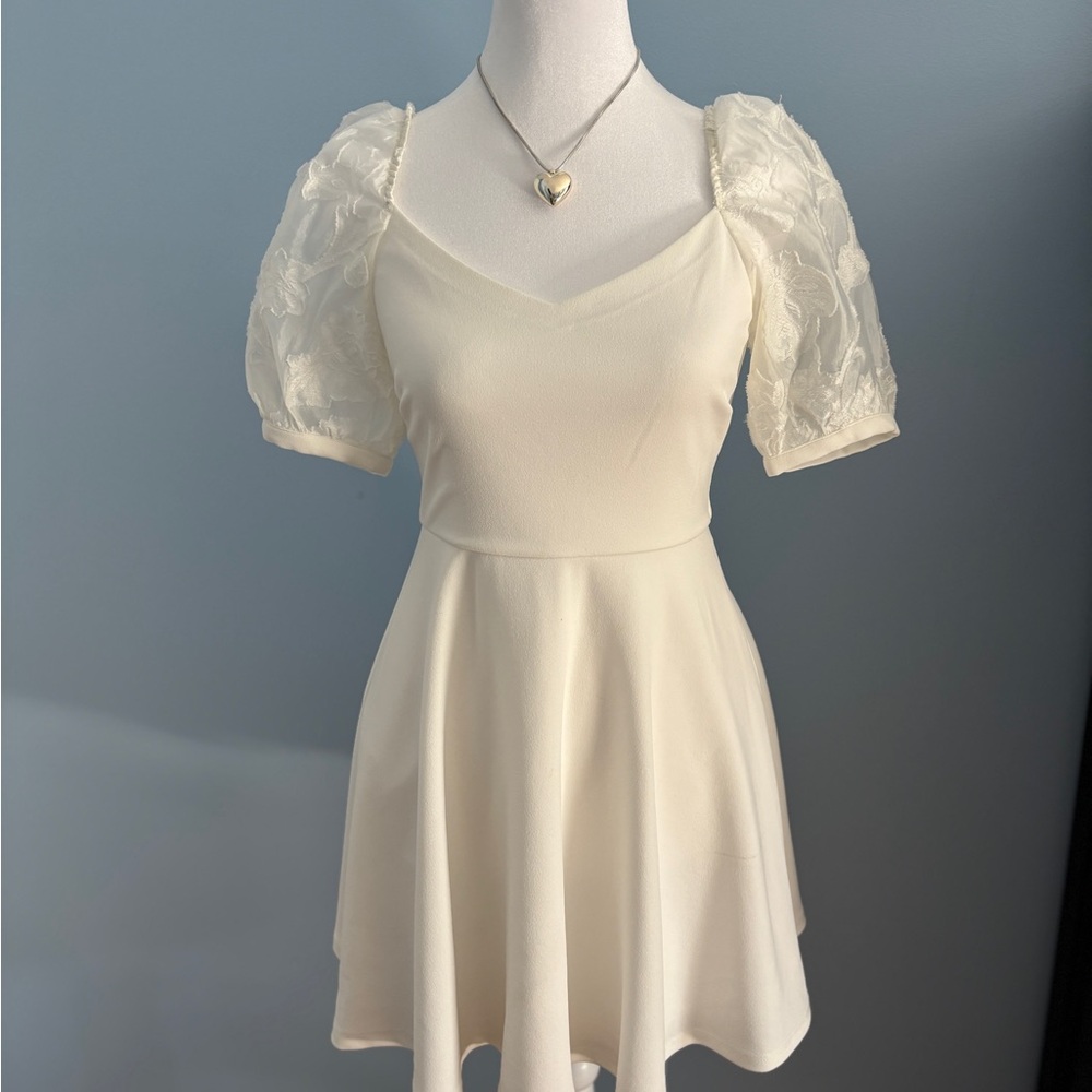 Speechless Cream Puff Sleeve Mini Dress